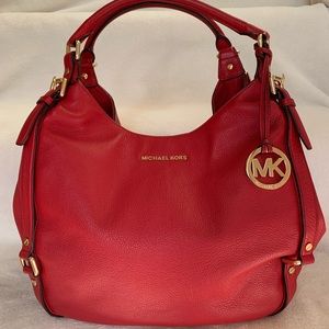 Michael Kors Red Leather Large Bedford Tote